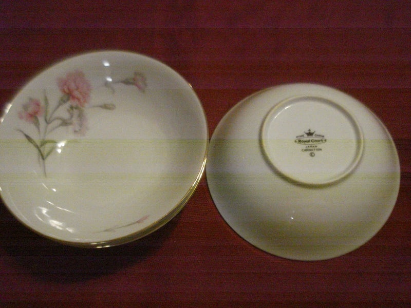Royal Court Carnation  C Fine China 3  Cereal/Soup Bowls 6.25"  Japan Excellent Carnation