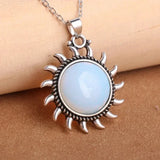 Natural Stone Sunflower Pendant Necklace Boho White Neck Jewelry Gift Trendy New Sunflower