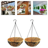 Elegant Iron Hanging Flower Baskets with Coconut Fiber for Home and Garden Garden Plants