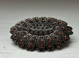 Vintage Sunflower Brooch Brown Crystals. Sunflower