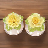 Denton China Yellow Flower Salt Pepper Shaker Set Carnation Rose England Vintage Carnation