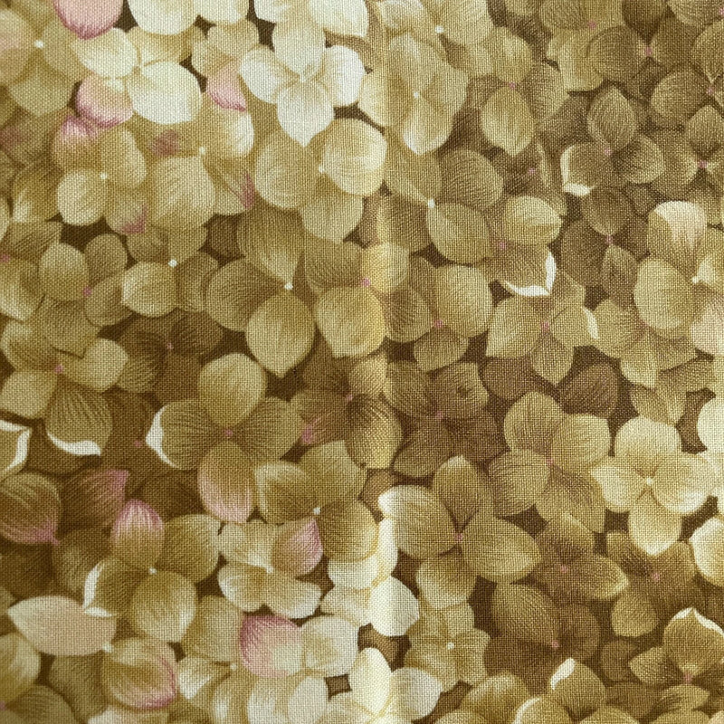 Hydrangea Blossom Tan Yellow Petals Lake House 2 Yards Hydrangea