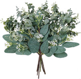 Mixed Eucalyptus Leaves Stems Bulk Artificial Sprays White Green Plant