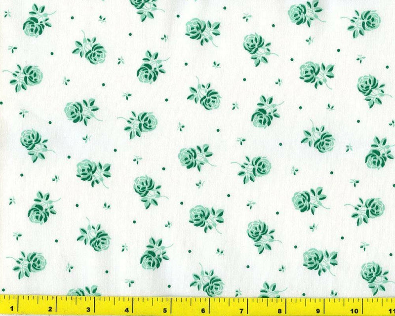 Green Roses on White By The Yard CFLGRE02960 Roses
