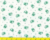 Green Roses on White By The Yard CFLGRE02960 Roses