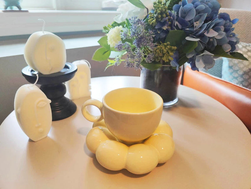 Yellow Sunflower Ceramic Coffee Cup & Saucer Set Cloud Mug Tea Latte  Gift Sunflower
