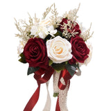 8.6in Wedding Bouquets for Bride Bridesmaid,White Champagne Red Burgundy Rose... Hydrangea