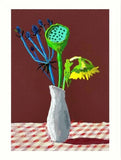 David Hockney 19TH MARCH 2021, SUNFLOWER WITH EXOTIC FLOWER  Large Print Sunflower