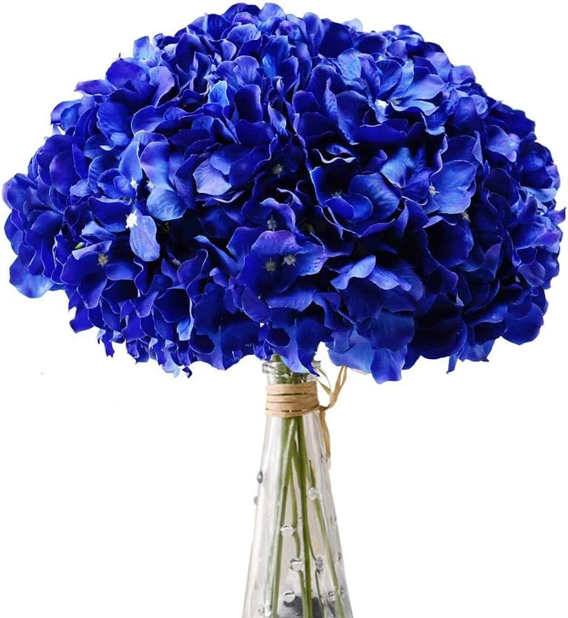 Royal Blue Flowers Hydrangea Artificial Flowers 10Pcs Full Faux Hydrangea Silk F Hydrangea