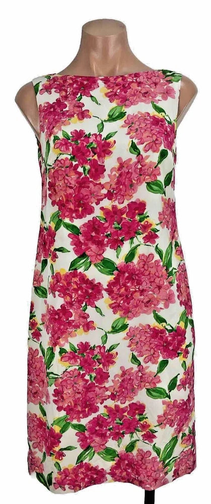 Talbots Vintage Petite 2 Silk Chiffon Floral Hydrangea Easter Sundress Sheath Hydrangea