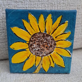 Yellow Sunflower Original Acrylic Painting 4x4