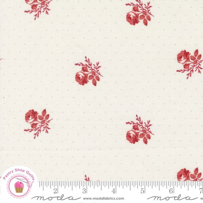 Moda RIDGEWOOD 14972 11 Ivory Red Floral MINICK & SIMPSON Quilt Fabric Flowering Plants