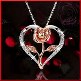 Heart-shaped rose necklace, Perfect Valentine necklace  Gift box Roses
