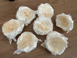 Lot Of 7 Vintage White Big Silk Flowers Rose Pin Up Wedding Trim Corsage Decor Bouquet