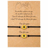 Sunflower Friendship Bracelets Set Pinky Promise Matching Couple Gift Adjustable Sunflower