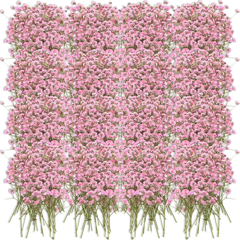 Bulk dried baby's breath flowers, pink pressed gypsophila blossoms with stems