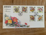 JERSEY 1998 FDC AUTUMN FLOWERS CARNATION IRIS LILY PINK ROSE CHRYSANTHEMUM Carnation