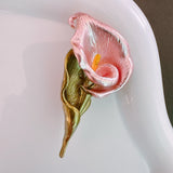 Enamel Pink Calla Lily Flower Brooch Pin Floral Lapel Spring Summer Jewelry Lily