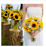Handmade Artificial 7 Stem Sunflower Bridal Bouquet Wedding Reception Decoration Sunflower