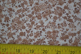 By 1/2 Yd x 44" Wide, Vintage, Brown Calico on Cream Lt-Weight PolyCotton,M7661 Flowering Plants