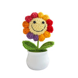 Crochet Flower Gift for Ð Handmade Positive Desk Decor, Emotional Thank You G... Sunflower