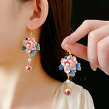 Fashionable peony earrings, exquisite and elegant sweet ear accessories Peony