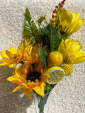 Mainstays Artificial Flowers Sunflower, Peony Mixed, Billiy Button & Lemon Picks Sunflower