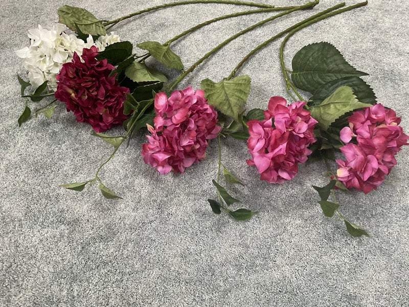 Artificial Hydrangea Spring Flowers ~ Pink & White ~ (5) Stems ~ 34Ó Long Hydrangea