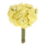 Artificial Ranunculus Flowers, 18pcs Yellow Faux Silk Flower for Wedding Ranunculus