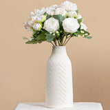 Modern Matte White Ceramic Vase 8.6", Chevron Texture Vase for Pampas Grass, ... Pampas Grass
