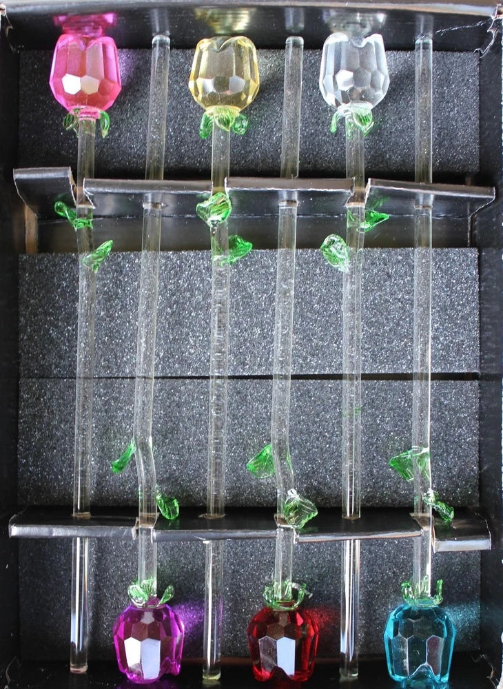 1 12" Glass Spring Rose Flower with Green Leave, 6 colors to choose from, beauty Roses
