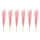 6 Pcs 17 Inch Faux Pampas Grass Artificial Boho Decor Dark Pink Pampas Grass