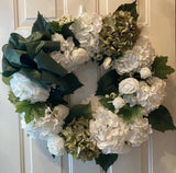 White Hydrangeas With White Roses Wreath Hydrangea