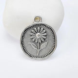 Daisy Charms, Flower Pendant, Earring Charms Antique Silver 28x24mm G37761 Daisies