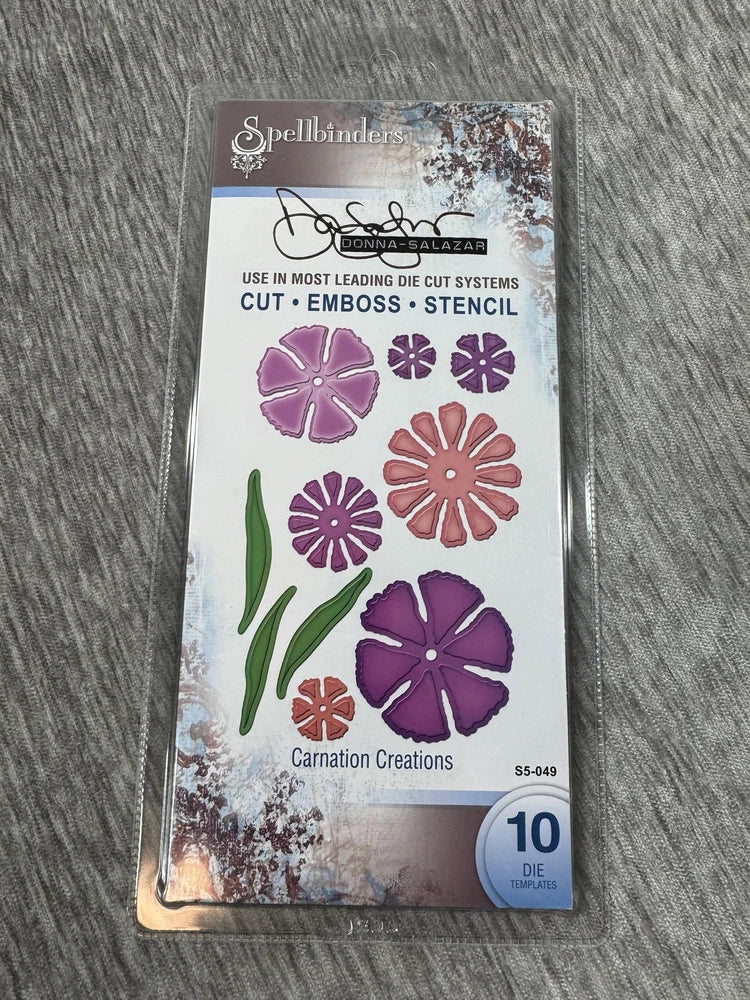 Spellbinders Donna Salazar Carnation Creations S5-049 10 Cutting Dies Floral Carnation