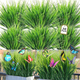 30x UV-Resistant Faux Wheat Grasses & 10x Butterflies, Green Green Plant
