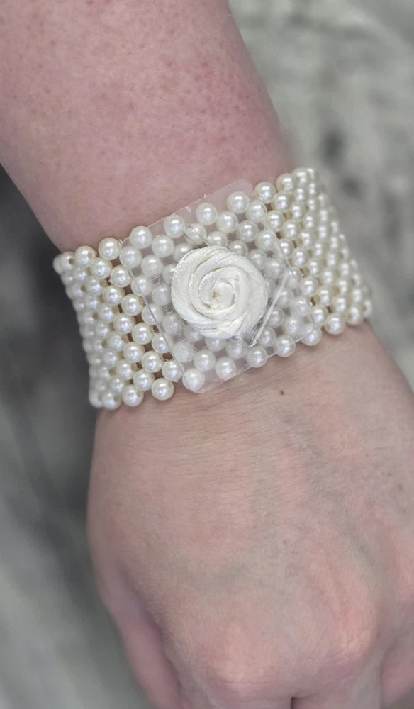 Wrist Corsage Pearl Bracelet by Designer Brand: Fitz Design Bouquet