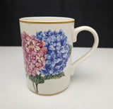 I. Godinger & Co Home Style Mug Garden Flowers Hydrangea Pink Blue 14 oz Hydrangea