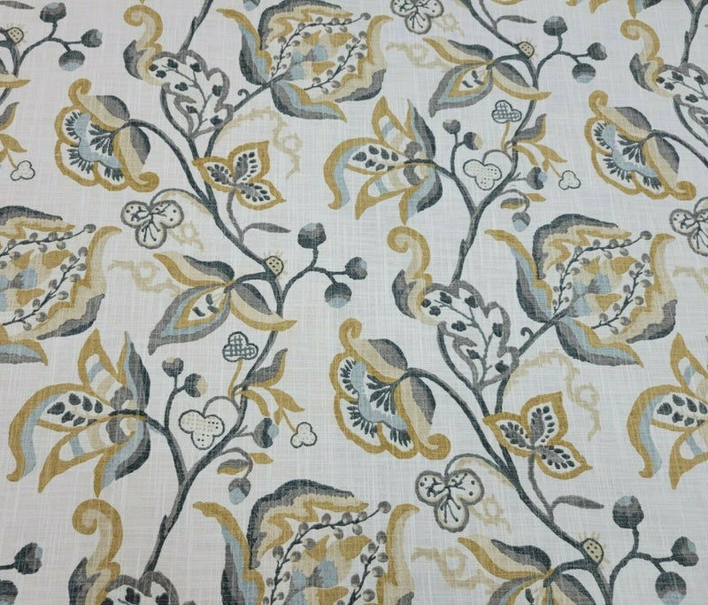 Lawrence in Sandstone BTY Richloom 100% Cotton Slub 54" Wide Floral Flowering Plants