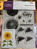 Happy Sunflower Crafters Companion Photopolymer Clear Stamps Flowers 13pc Set Sunflower