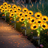 Solar Sunflower Lights Outdoor Waterproof 4 Pack Solar Flowers Lights for Gar... Sunflower