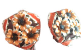 Vintage Sunflower Clip On Earrings Orange Enamel Flowers Gold Tone 1