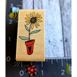 Rubber Stampede Sunflower Pot A2550C Rubber Stamp Wood #C18 Sunflower