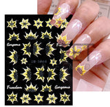 5D Embossed Yellow Sunflower Freedom Nail Art Sticker Self-Adhesive DIY SW-5D04 Sunflower
