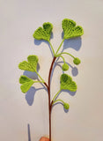 Crochet Ginkgo plants: Handmade Autumn Leaves, Fall Floral Arrangement Green Plant