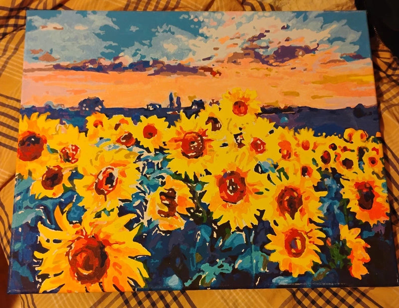 Vibrant Sunflower Field Painting Ð ~19.5Ó x 16Ó Ð Acrylic on Canvas Ð Unframed Sunflower