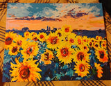 Vibrant Sunflower Field Painting Ð ~19.5Ó x 16Ó Ð Acrylic on Canvas Ð Unframed Sunflower