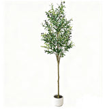 Bloyapix 6FT Artificial Olive Tree Home Decor Tall Fake Plant with White Planter Green Plant