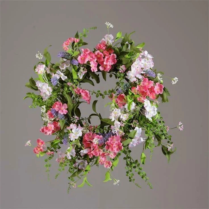 New Summer Cottage PINK HYDRANGEA GREEN VINES Wreath Hydrangea