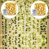 24Pack / Each 82 inch, Artificial Ivy Garland Fake Plants with 160 LED String... Green Plant